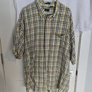 Van Heusen Men's Yellow and Blue Checkered Shirt